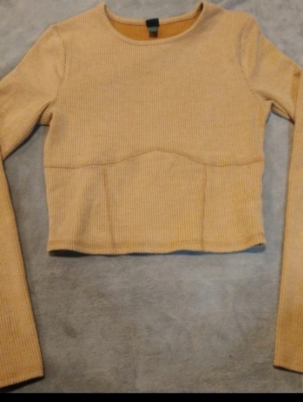 Wild Fable Mustard Yellow Ribbed Long Sleeve Cropped Corset Top - M